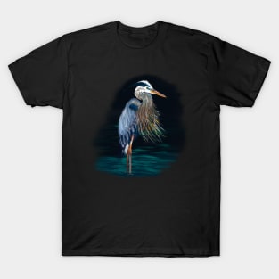 Great Blue Heron + cattails T-Shirt